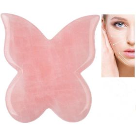 Gua Sha Massage Tool for Scraping Facial and Body Skin Butterfly Massage made of Rose Quartz Stone for Acupressure Scrapper Gua Sha Facial Tools