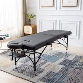 Portable Massage table; 2 Section Aluminum Adjustable Folding Massage Table; PU leather Spa Bed