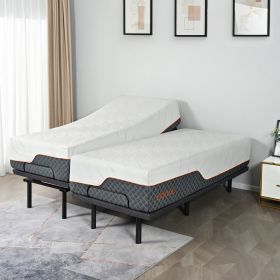 ESHINE Adjustable Bed Frame with Massage, Ergonomic Adjustable Bed Base, Dual USB Ports, Wireless Remote, Under-Bed Light, Head/Foot up Function (size: SplitKing14H)