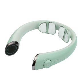 MEEEGOU Electric Neck Massager with Heat, TENS Massager for Pain Relief, 6 Modes 15 Levels Deep Tissue Massage, Portable and Soothing (Color: Light green)